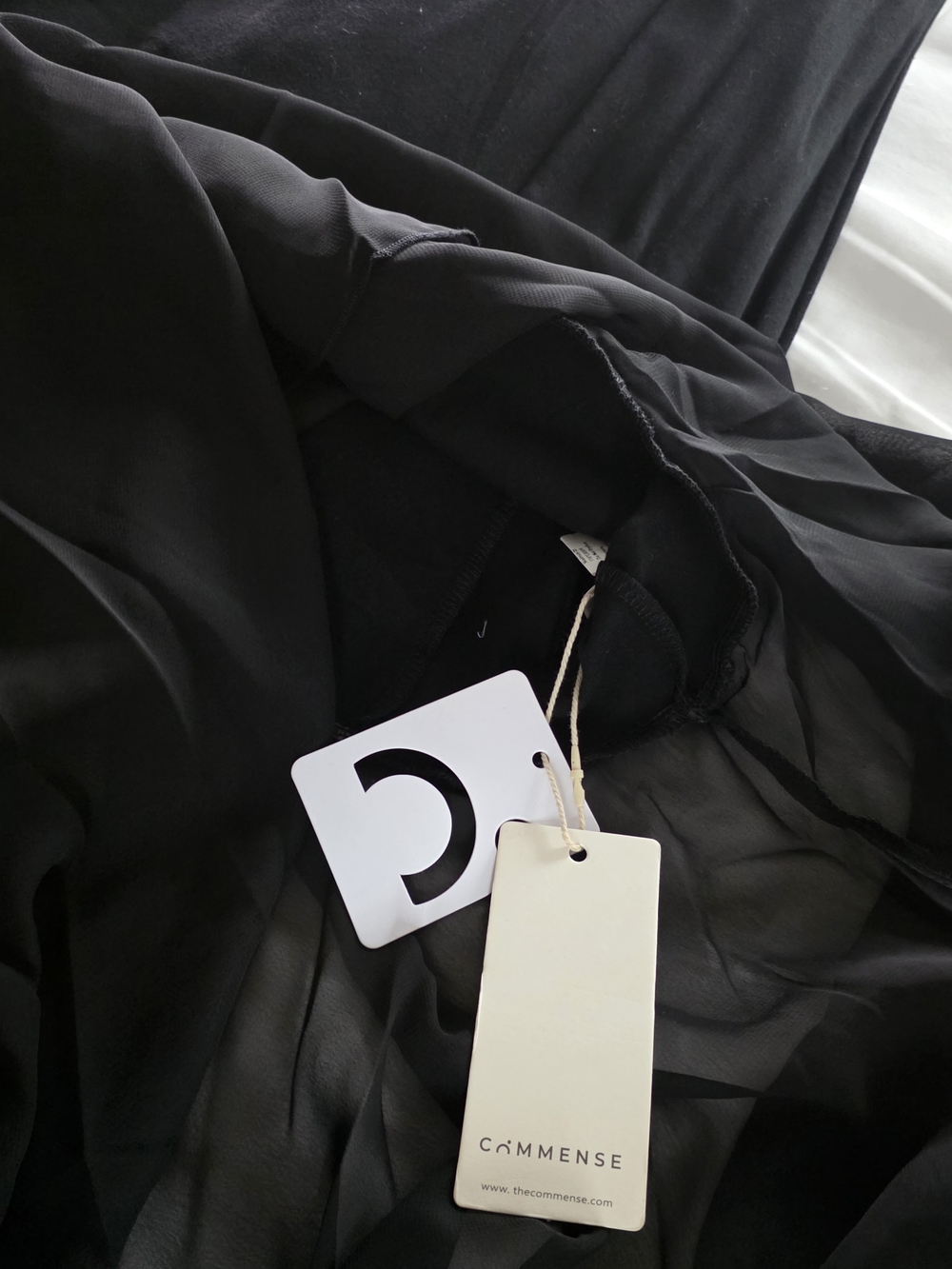 Commense Black Dress With Sheer hem. New With Tags - Picture 5 of 7